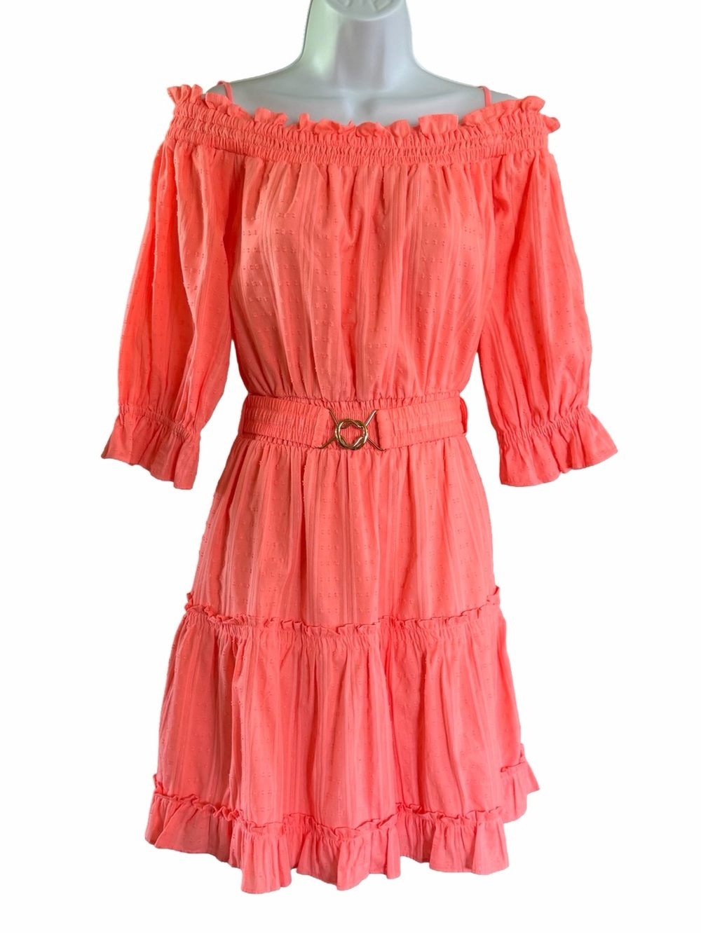 Lilly Pulitzer Louisa Dress Papaya Punch Coral Off Shoulder Mini Size M